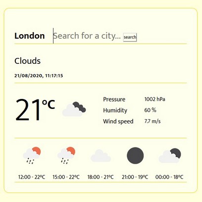 screenshot of a weather site